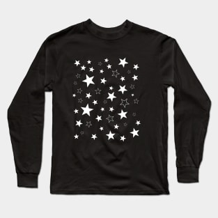 Twinkle Stars on Black Celestial Pattern Long Sleeve T-Shirt